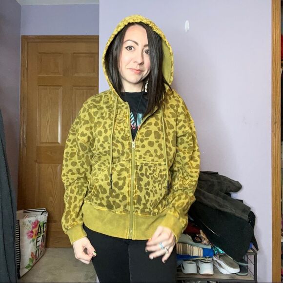 JoyLab Green Animal Print Oversized Hoodie women's size XS - Picture 6 of 10